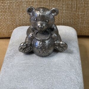 Silver Bear Cookie Jar Figurine